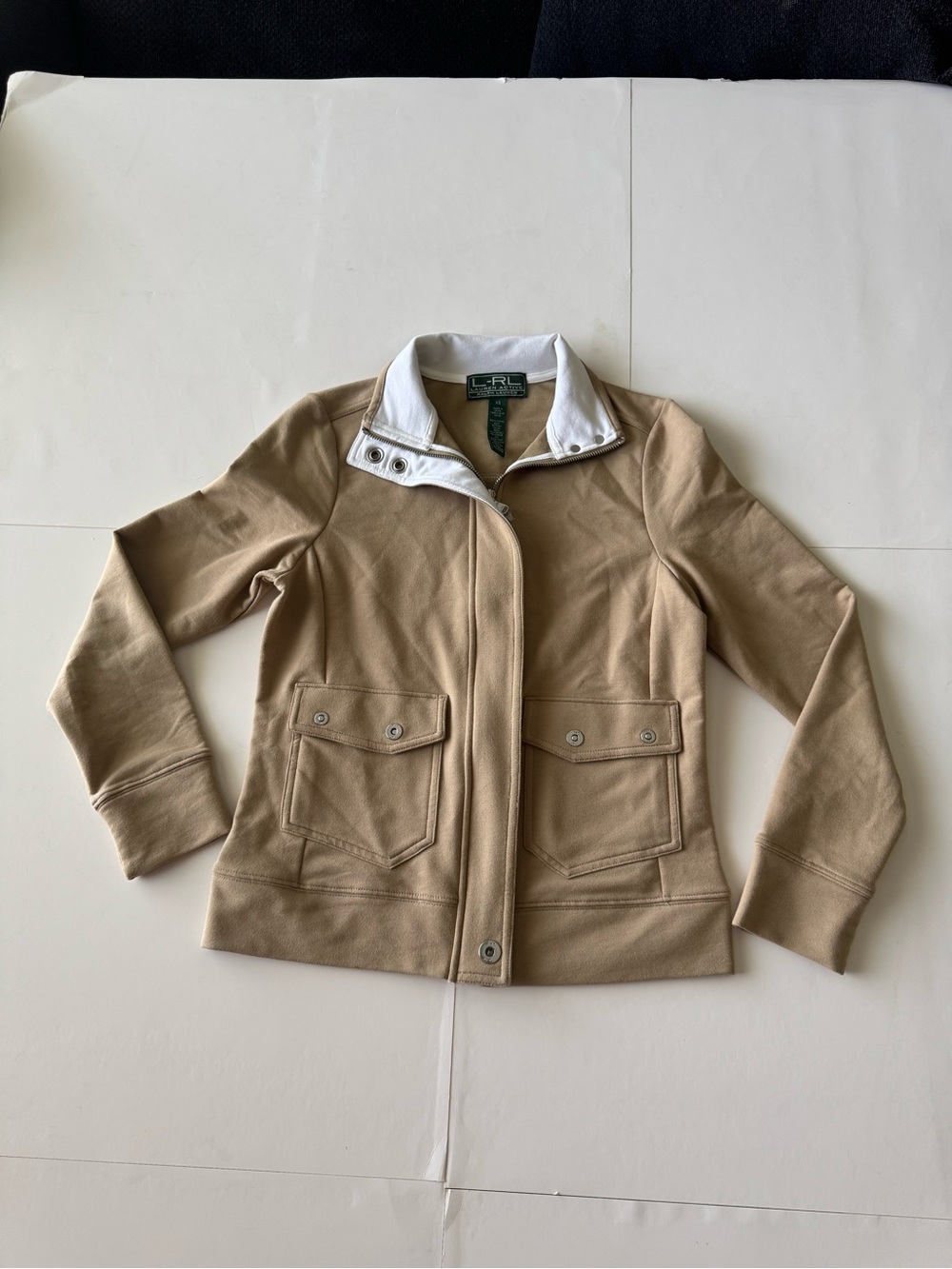 Women's Tan Utility Jacket with Snap-Front Closure